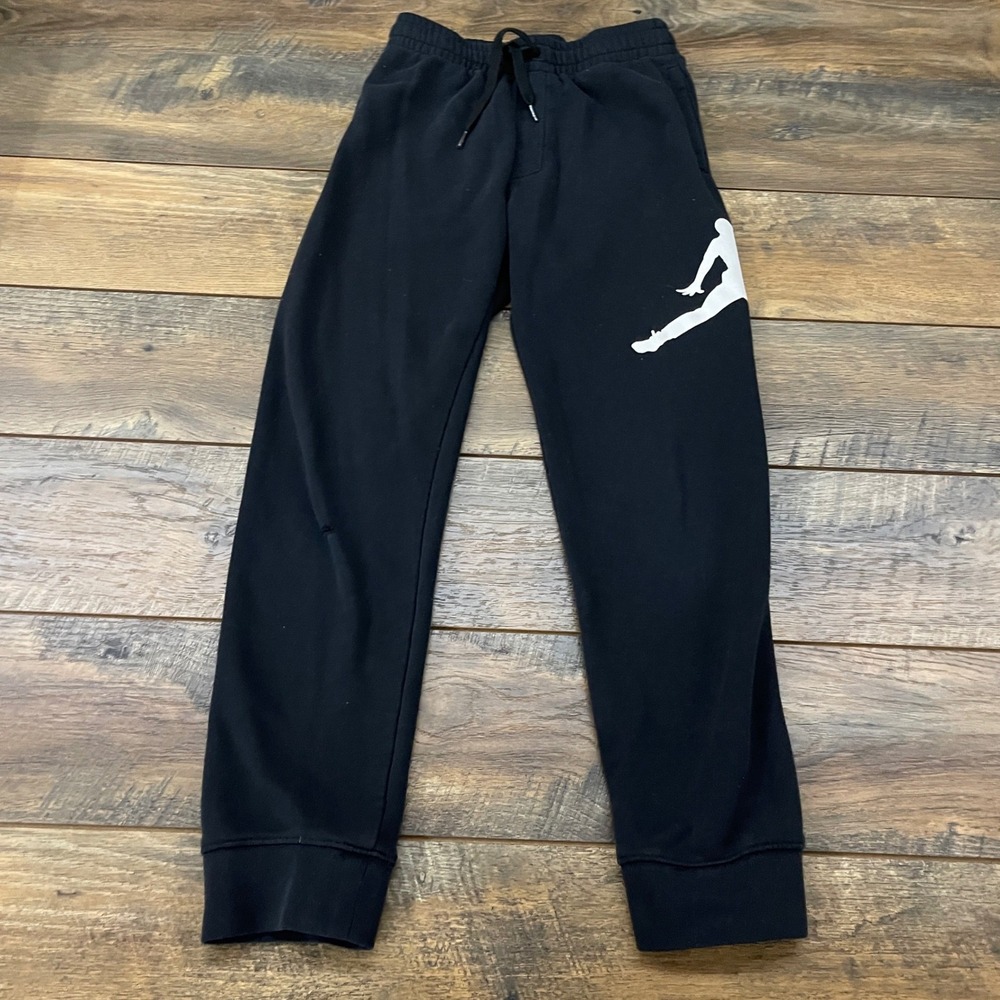 Jordan Boys Black Fleece Joggers Jumpman Logo Sweatpants Size L 12-13Y Sporty